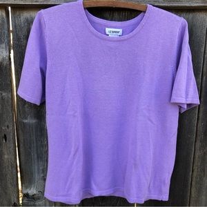 Liz Baker Purple Short Sleeve Sweater Large Acrylic Cotton